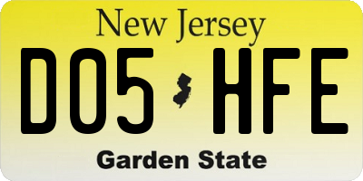 NJ license plate D05HFE