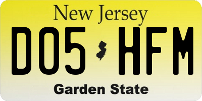 NJ license plate D05HFM
