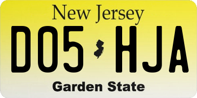NJ license plate D05HJA