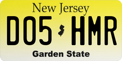 NJ license plate D05HMR