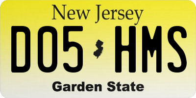 NJ license plate D05HMS
