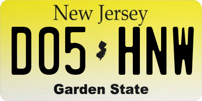 NJ license plate D05HNW