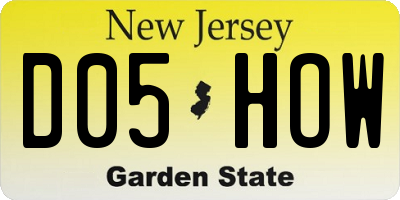 NJ license plate D05HOW