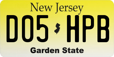 NJ license plate D05HPB