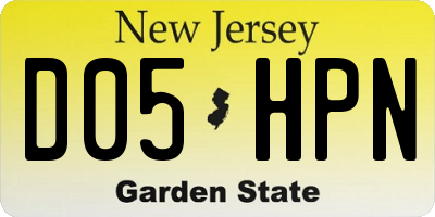 NJ license plate D05HPN