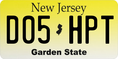NJ license plate D05HPT