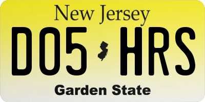 NJ license plate D05HRS