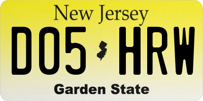 NJ license plate D05HRW
