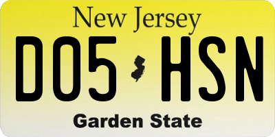 NJ license plate D05HSN