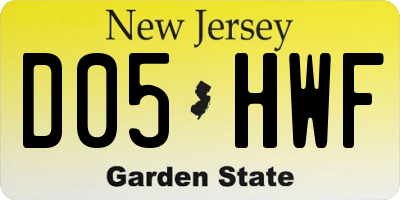 NJ license plate D05HWF