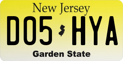 NJ license plate D05HYA