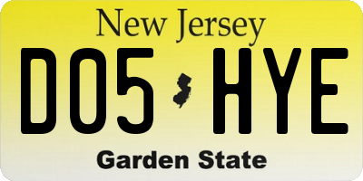 NJ license plate D05HYE