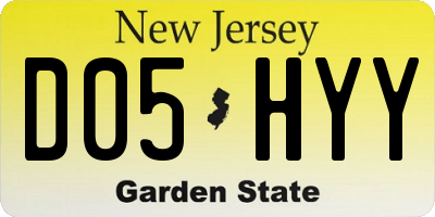 NJ license plate D05HYY