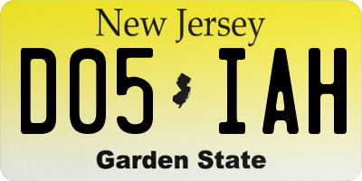 NJ license plate D05IAH