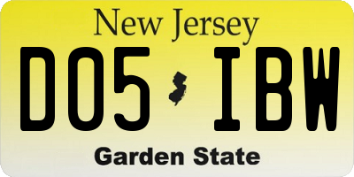 NJ license plate D05IBW
