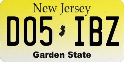 NJ license plate D05IBZ