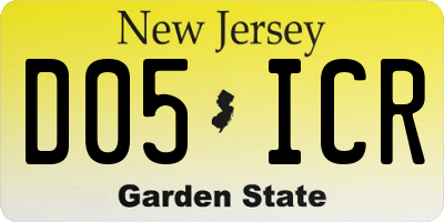 NJ license plate D05ICR