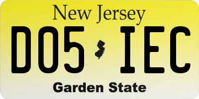 NJ license plate D05IEC