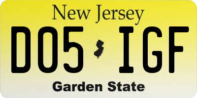 NJ license plate D05IGF