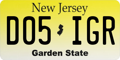 NJ license plate D05IGR