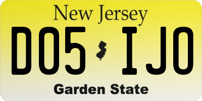 NJ license plate D05IJO