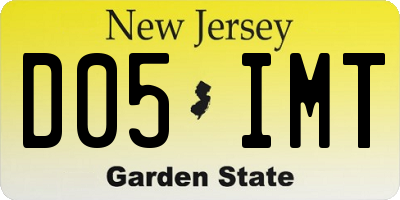 NJ license plate D05IMT