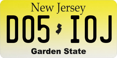 NJ license plate D05IOJ