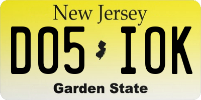 NJ license plate D05IOK