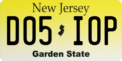 NJ license plate D05IOP
