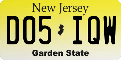 NJ license plate D05IQW