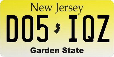 NJ license plate D05IQZ