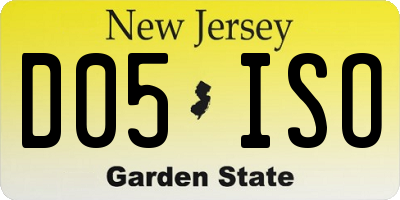 NJ license plate D05ISO