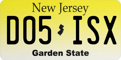 NJ license plate D05ISX