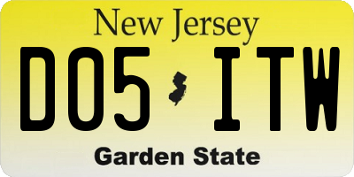 NJ license plate D05ITW