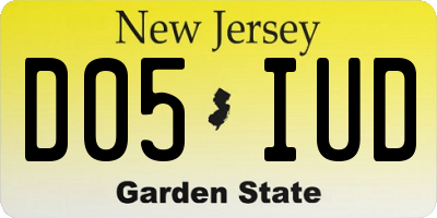 NJ license plate D05IUD