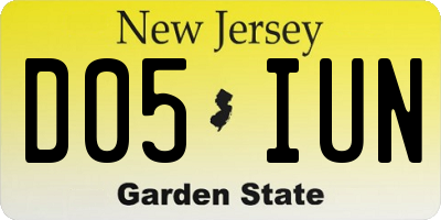 NJ license plate D05IUN