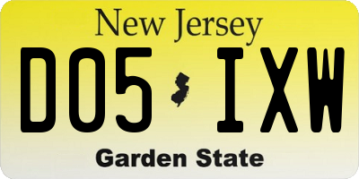 NJ license plate D05IXW