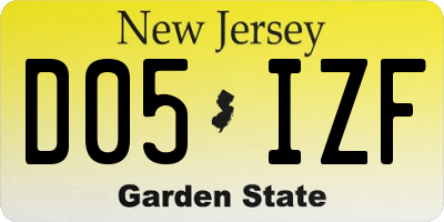 NJ license plate D05IZF