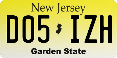 NJ license plate D05IZH