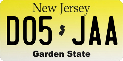 NJ license plate D05JAA