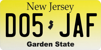 NJ license plate D05JAF