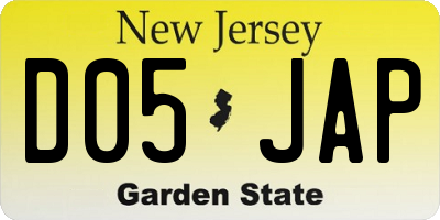 NJ license plate D05JAP