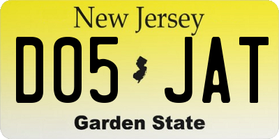 NJ license plate D05JAT