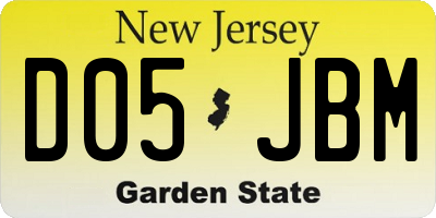 NJ license plate D05JBM