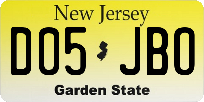 NJ license plate D05JBO
