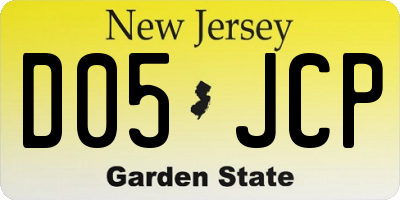NJ license plate D05JCP