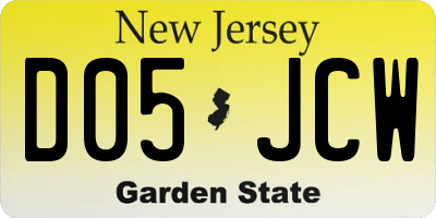 NJ license plate D05JCW