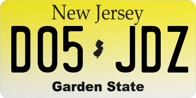 NJ license plate D05JDZ