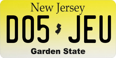 NJ license plate D05JEU