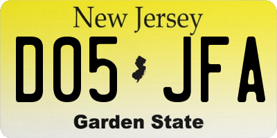 NJ license plate D05JFA